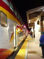 Rail Runner Express Train at the Santa Fe South Capitol Station at night